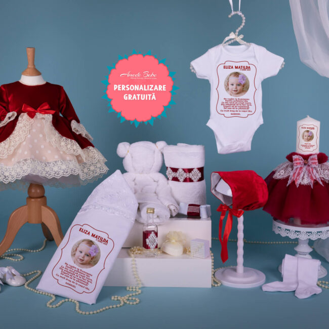 Trusou Botez Fata Little Red Yvette Rosu • AmedeBebe.com