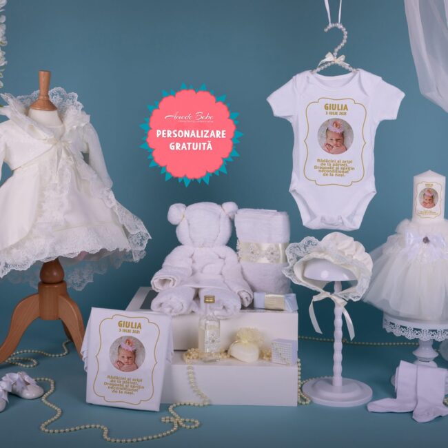 Trusou Botez Fata Mica Prințesă Culoare Alb • AmedeBebe.com