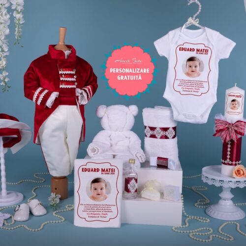 Trusou Botez Baiat Redingotă Rosu • AmedeBebe.com