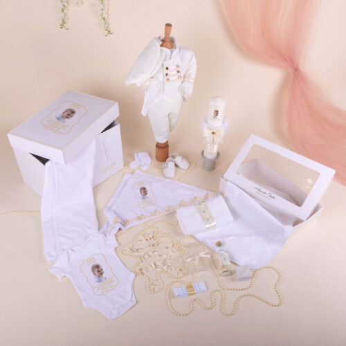 Set Botez Baiat Redingotă Ivoire 19 Piese • AmedeBebe.com