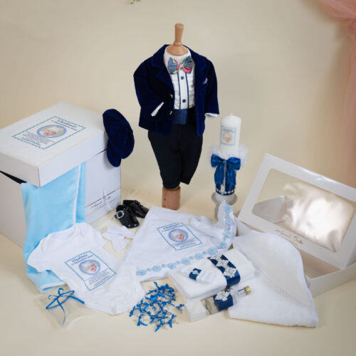 SET TRUSOU BOTEZ BAIAT BLUEMARIN RALPH 0-24 luni "Deluxe" 20 piese