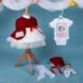 Rochiță botez delicată din catifea culoare rosu burgundy cu buline jucăușe cu fustă de catifea creață, cu terminații de dantelă și broderie florală.