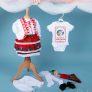 Rochița Mica Româncuță accesorizata cu pazmanterii și broderii din cultura și tradițiile românești. Materiale: pânză topită și bumbac 100%.