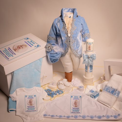 SET TRUSOU BOTEZ BAIAT BLEU FABRIZIO 0-24 luni "Deluxe" 20 piese