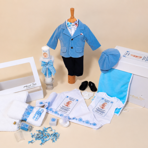 SET TRUSOU BOTEZ BAIAT BLEU RALPH 0-24 luni "Deluxe" 20 piese
