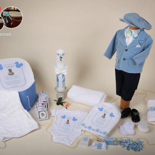 Ralph Bleu – Set Trusou Botez Băiat Bleu 0-24 luni Premium – 31 Piese