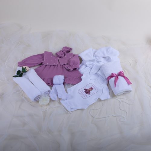 Set Fetiță Rochiță Mov – Băița de a 2-a Zi dupa Botez