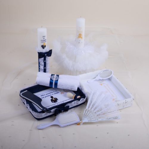 Set complet nuntă personalizat – lumânări cununie & tăvițe mire și mireasă